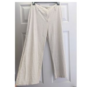 Cropped wide flare leg pants linen blend